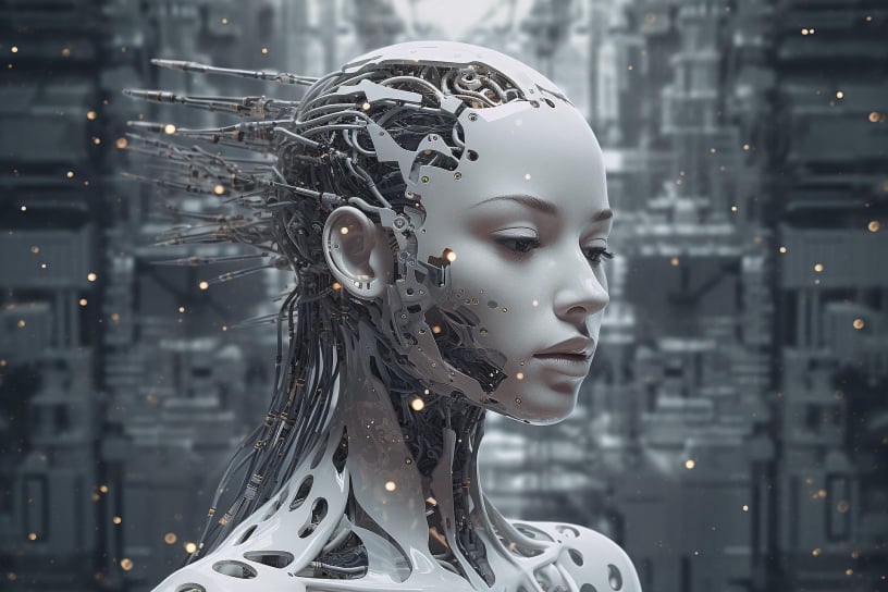 Robot moderno que representa inteligencia artificial e innovación